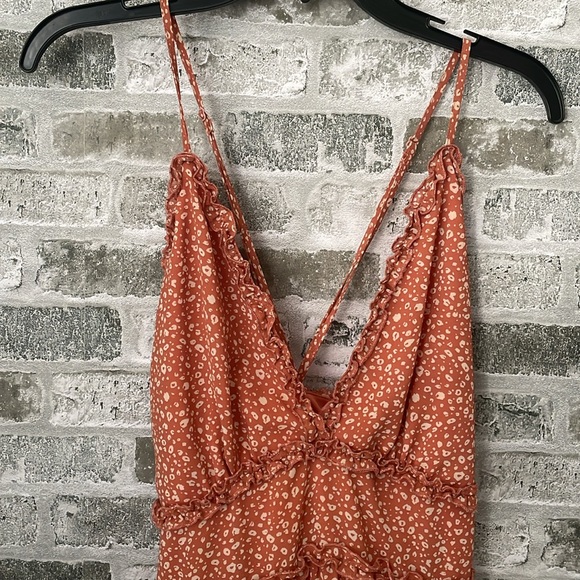 JULIANA’S Floral Baby Doll Dress Women's Large Deep V-neck Strappy Strapless - Picture 2 of 9